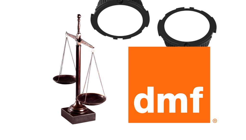 image of scales of justice and DMF recessed light