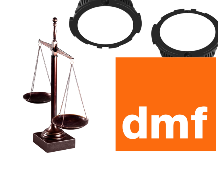 image of scales of justice and DMF recessed light