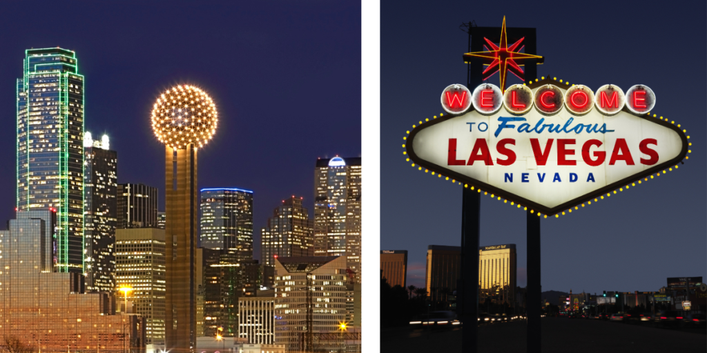 images of Dallas and Las Vegas
