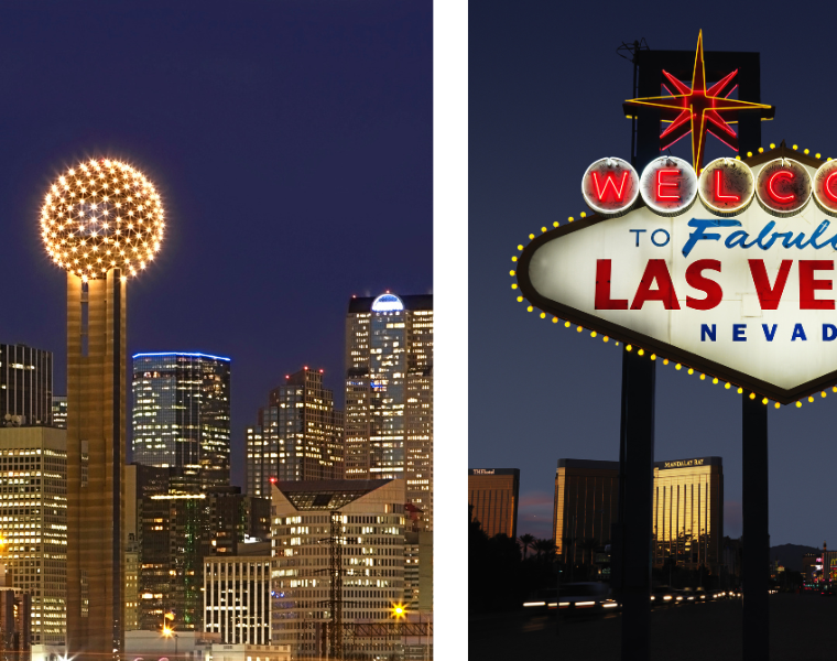 images of Dallas and Las Vegas